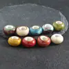 Contas Cerâmicas Vintage com Furo Grande, Contas Espaçadoras Planas com Esmalte Floral, Materiais para Colar Pulseira de Joias DIY Feitas à Mão, Contas Soltas