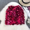 Falda de Lentejuelas de Moda de Gama Alta para Mujer Verano Cintura Alta Falda Corta Línea A Cadera Pequeña Falda de Un Paso Sobrefalda