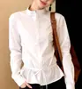 Moda Casual Elegante Estilo Coreano Top Branco com Cordão para Mulheres, Acabamento de Alta Qualidade, Caimento Solto, Top Afunilado que Marca a Cintura, Primavera 2026