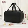 Bolsa de maquillaje grande para viaje, neceser portátil para mujer de tres capas con compartimentos, bolsa de mano impermeable para almacenamiento de cuidado de la piel