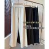 Pantalones de lana espiga gruesa casuales profesionales con cintura elástica, versión estrecha, pierna recta ancha R1029X