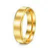 Anillos de Acero Inoxidable Transfronterizos Europeos y Americanos de Amazon 6/8mm Anillos Sencillos para Pareja Electrochapado al Vacío Oro 18K No se Desvanecen