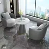Conjunto de Mesa e Cadeiras para Negociação, Recepção de Escritório de Vendas, Sofá Individual para Lazer, Shopping Center, Salão de Beleza, Hotel, Mesa de Centro de Ardósia