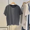 Camiseta feminina folgada, listrada, de manga curta, estilo folgado, estilo coreano, gola redonda, de manga curta, para emagrecimento