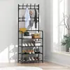 Zapatero multicapa simple con armario de almacenamiento integrado para entrada de casa y dormitorio, perchero de pie multifuncional y soporte para zapatos y sombreros