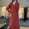Vestido Largo Bordado Vintage 2026 Otoño e Invierno Nuevo Estilo 100% Lana Cuello en V Adelgazante y Favorecedor para la Figura Vestido Largo de Punto para Mujer