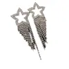 Brincos de Franja Estrela de Canto com Zircônia Agulha de Prata Feminino Estilo Coreano Nicho Moda Design Stud de Orelha Versátil Elegante Orelha Totalmente de Diamante