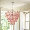 Lustre de sala de estar em vidro Murano soprado à mão, estilo francês vintage de luxo leve, sensação vintage de alta qualidade, adequado para sala de jantar de villa e quarto principal, base de ferro