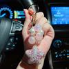 Llavero Estrella de Cinco Puntas Completamente de Diamante Cadena de Perlas Uva Sirena Ji Llavero Estrella de Cristal Personalizado Colgante de Coche Mujeres