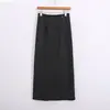 Falda Recta de Cachemir Clásica Simple Versátil para Mujer Otoño e Invierno Abertura Forrada de Polar Caída de Longitud Media Negra Gris