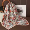 Pañuelo Cuadrado Floral, Pañuelo Decorativo de Seda con Bloques de Color, Pañuelo para la Cabeza de Seda Artificial para Mujer, Chal Versátil para Camisa, Pañuelo de Viaje