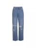 Comercio Exterior Europeo y Americano Suministro Transfronterizo Jeans Casuales Personalizados Rasgados de Cintura Alta Jeans para Mujer