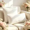Capas de almofada lisas com trama de corrente, design simples e moderno, com acabamento de pompons e borda de veludo cotelê, direto do fabricante