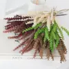 Paquete de Flores Secas de Planta Verde Simulada 3 Ramas Atado Espigas de Trigo Flor Artificial Decoración del Hogar Alojamiento Rural Decoración de Escritorio Accesorios de Paquete de Flores de Paisaje