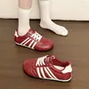 Zapatos de entrenamiento alemanes de cuero suave para mujer, nueva moda de otoño, suela gruesa de espuma de goma, con cordones, versátiles, de suela blanda, zapatos deportivos casuales