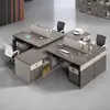 Escritorio de Trabajo en Forma de F Personalizado y Combinación de Silla, Estación de Trabajo Moderna Simple para Múltiples Personas, Escritorio para Personal de Finanzas de Oficina con Computadora