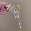 Novo carrilhão de vento orquídea borla com diamante grampo de cabelo agarrador alto popular tubarão clipe na parte de trás da cabeça grande elegante acessório de cabelo