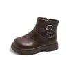Botas Casuales de Piel para Niños Otoño/Invierno 2025 Estilo Coreano Estilo Británico Niños y Niñas Bebé Botas de Piel de Caña Alta Botas Martin Casuales