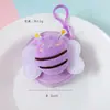 Monedero de Felpa Lindo de Dibujos Animados, Estuche para Auriculares de Muñeco 3D Abeja, Bolsa de Almacenamiento de Monedas con Cremallera de Color Caramelo