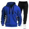 Nuevo Conjunto de Sudadera para Hombre Primavera Otoño Sudadera con Capucha Cremallera Múltiples Bolsillos Sudadera de Manga Larga Deportiva Casual