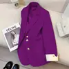 Traje de Mujer Estilo Coreano con Mangas Enrolladas, Múltiples Colores en Stock, Entrega Directa, Nuevo Modelo Otoño 2026, Botón Dorado, Color Brillante, Blazer de Corte Holgado