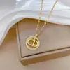 [Acero de Titanio] Diamante Completo CD Lujo Ligero Elegante Precioso Collar de Diamantes Completo para Mujer Celebridad de Internet Versátil Cadena de Clavícula Cadena de Acero de Titanio