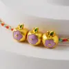 Estilo Antiguo Pez Koi Flor Morada Color Manzana Conservación del Color Cuenta Redonda Espaciadora Cuenta con Agujero Accesorio Estilo Chino Pulsera DIY Collar Colgante