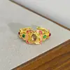 Caja Misteriosa en Vivo Oro Vintage Retro Anillo Abierto Completamente de Diamantes Circonita Esmalte Gota de Aceite Anillo Personalizado