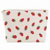 Bolsa de Maquillaje de Pana con Fresas Transfronteriza, Estilo Dulce y Femenino, Bolsa de Almacenamiento de Artículos de Tocador Grande para Viaje, Personalizable