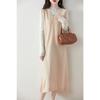 Vestido Chaleco de Lana 100% Pura para Mujer 2024 Otoño e Invierno Nuevo Cuello en V Sin Mangas Abertura Vestido Chaleco de Punto