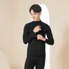Conjunto de Roupa Íntima Térmica Masculina Espessa de Lã de Cordeiro Catiônica com Forro de Fleece - Outono e Inverno