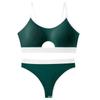 Traje de brasier y tanga de comercio exterior con espalda hueca, pecho envuelto, ropa interior sexy europea y americana para yoga y fitness, conjunto de dos piezas