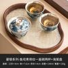 Fabricante 999 Plata Dorada Porcelana Neumático Plata Dorada Pez Juguete Patrón de Loto Azul Tazón Cubierto Set de Tazas de Té Tazón de Té Cerámico Set de Té de Alta Gama