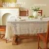 Mantel de ganchillo de hilo de algodón calado, estilo pastoral de lujo ligero y de alta gama, decoración de sala de estar, mantel para mesa de café estilo Ins con adornos de borlas