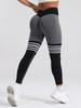 Calças de Yoga Listradas com Cintura V Traseira Calças Justas para Esportes ao Ar Livre Roupas de Yoga Femininas de Cintura Alta para Levantar o Quadril Calças de Fitness para Corrida de Secagem Rápida