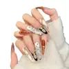 Taiwu Original [Tallado Blanco Plateado] Transfronterizo Más Vendido Manicura Portátil Uñas Postizas Largas Relieve Estereoscópico 3D