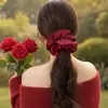 Goma de Pelo Extra Grande para Mujer, Nuevo Modelo Otoño/Invierno 2025, Flor de Pelo Roja Grande de Año Nuevo, Accesorio de Pelo de Alta Gama, Cuerda para el Pelo, Adorno para el Pelo