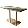 Sofá de cabina semicircular de acero inoxidable de lujo ligero para hotel, sofá personalizado para restaurante de hot pot y barbacoa, combinación de mesa y silla de losa de roca para cafetería