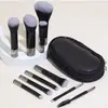 Set Portátil de Brochas de Maquillaje Transfronterizo de 10 Piezas, Brocha para Base, Brocha para Sombra de Ojos, Brocha para Rubor, Mango de Cristal, Bolsa para Brochas Gratis