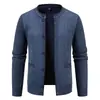Cárdigan de Punto Jacquard con Diamantes Azul Marino para Hombre, Cuello Alto, Chaqueta de Negocios Ajustada, Tallas Grandes, Multicolor, Venta al por Mayor de Comercio Exterior