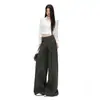 Pantalones de traje casual de pierna ancha en color Naranja Juvenil # Gris para mujer, corte holgado, adelgazantes, favorecedores, con caída, versátiles, pantalones de largo hasta el suelo