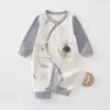 Body para Recém-Nascido 0-6 Meses Roupas de Bebê Borboleta Estilo Primavera/Outono Algodão Puro Manga Longa Camada Base Roupas de Mongge