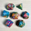 Juego de Dados Poliedros D&D con Patrón de Mármol, Color Mixto Transparente D4D6D8D10D12D20 Caras, Coc, Juego de Mesa, Juego de Siete Piezas