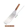 Espátula de cocina de acero inoxidable con mango de madera, espátula para teppanyaki, espátula para bistec, espátula para panqueques, espátula para pizza, utensilio de cocina para sartenes antiadherentes