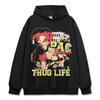 Camiseta Retro Hip-hop Transfronteriza Estampada TUPAC Americana Vintage Lavada Suelta Pesada Suelta Cuello Redondo Manga Corta