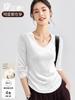 Top de Collar con Corazón Rojo Ankela para Mujer, Manga Media, Elegante Estilo Otoñal, Ceñido a la Cintura, Camiseta Básica Plisada, Camiseta Corta
