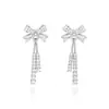Pendientes de Plata S925 con Borla de Lazo Brisa y Mariposa para Mujer Lujo Ligero Moda Pendientes de Botón con Diamante Regalo de Vacaciones de Gama Alta