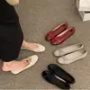 Elegantes zapatos de suela blanda estilo coreano 2025 nuevos, bailarinas estilo francés, mocasines cómodos con lazo