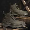 Botas Martin de suela gruesa para hombre, colección otoño/invierno, modernas y elegantes para adolescentes, botas de cuero de talla grande, botas de trabajo impermeables y resistentes al desgaste para exteriores