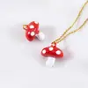 Acero Inoxidable 304 Colgante de Hongo Rojo Pequeño Mini Lindo Estilo Dibujos Animados Colgante DIY Accesorios Pequeños Collar Casero
